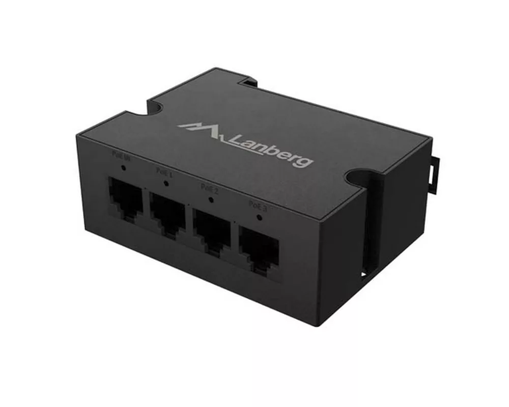 Кабел Lanberg Switch POE Extender DIN-GE4-BT-90W 1 x IN 3 x OUT Gigabit Ethernet DIN Rail BT 90W Metal Clips 4