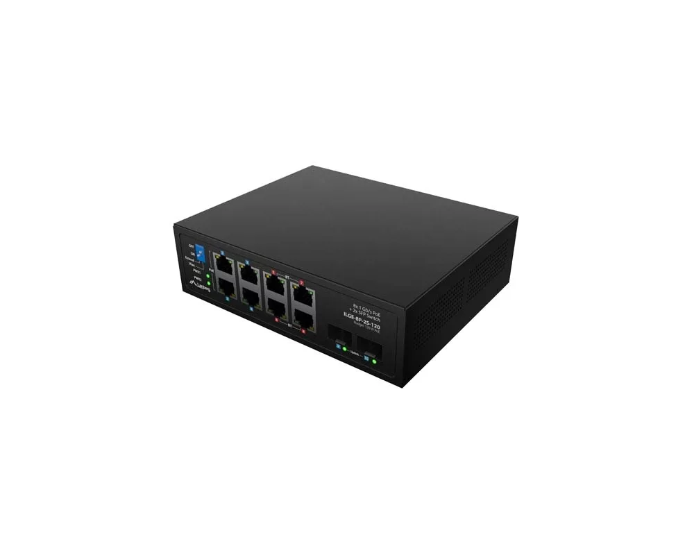 Switch (Комутатор) Lanberg Switch ILGE-8P-2S-120 POE 4 x BT 4 x AT 2 x SFP DIN Unmanagment Gigabit Ethernet 5