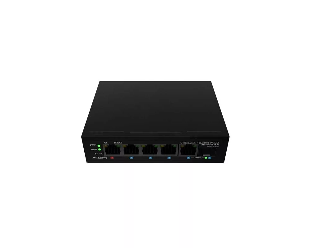 Switch (Комутатор) Lanberg Switch ILFE-4P-1Ge-1S-90 POE 1 x BT 3 x AT SFP/ETH DIN Unmanagment Fast Ethernet 3