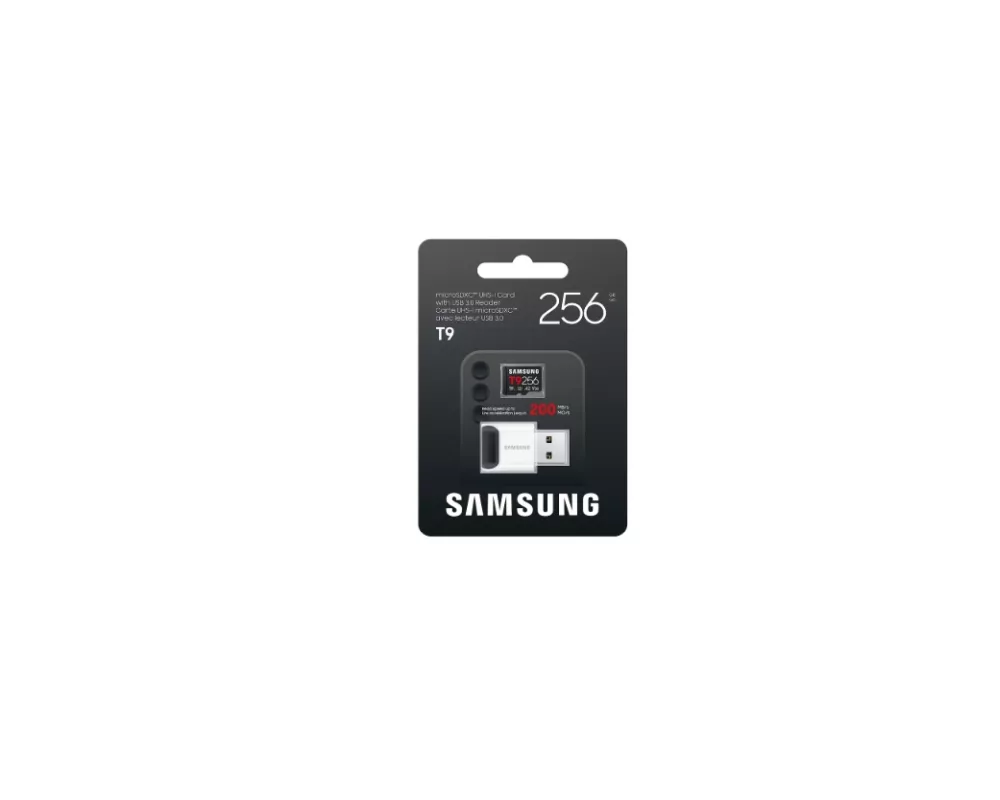 Флаш карта Samsung 256GB micro SD Card T9 UHS-I Read 200MB/s - Write 130MB/s Class 10 U3 V30 A2 with USB Reader 4