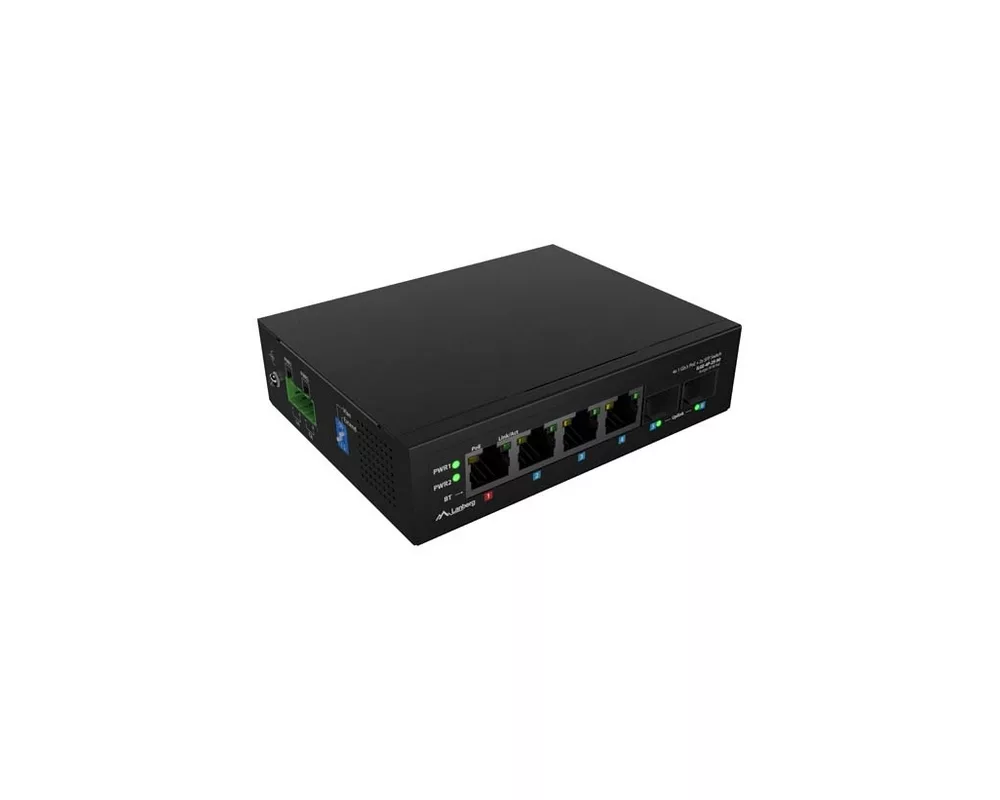 Switch (Комутатор) Lanberg Switch Light Industrial POE 1 x BT 3 x AT 2 x SFP DIN Unmanagment Gigabit Ethernet 5