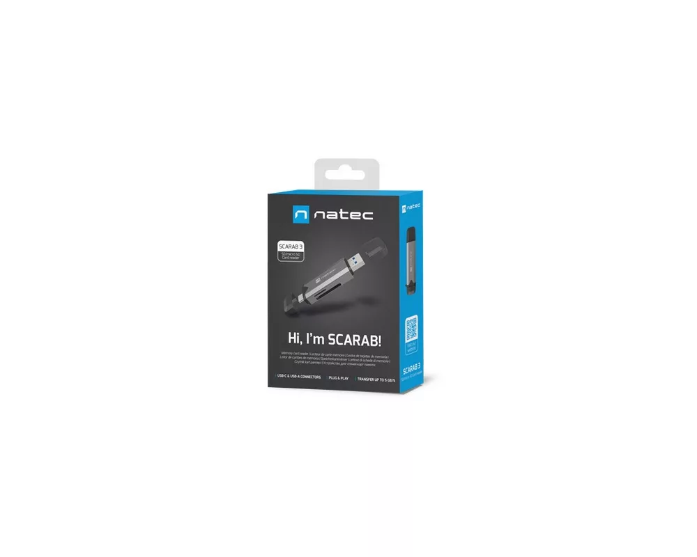 Четец за карти Natec Scarab 3 USB-C/USB-A 3.2 Gen.1 SD/Micro SD Card reader 4