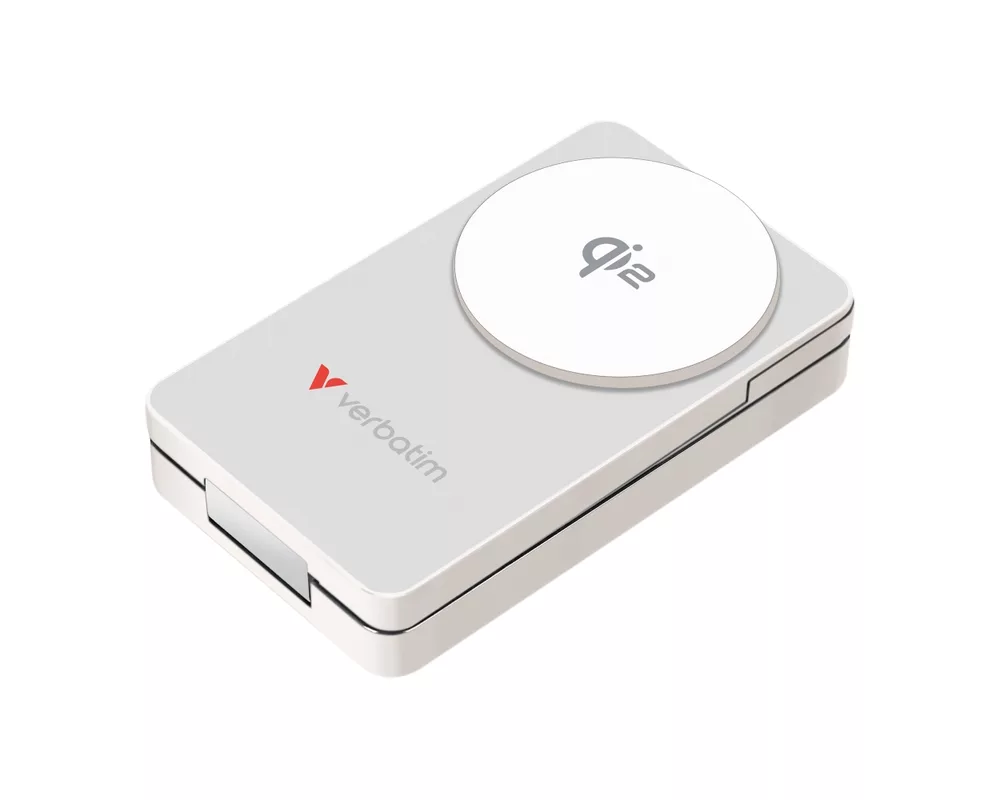 Външна батерия Verbatim Foldable 3-in-1 Qi2 Magnetic Wireless Power Bank 10000 mAh White 2