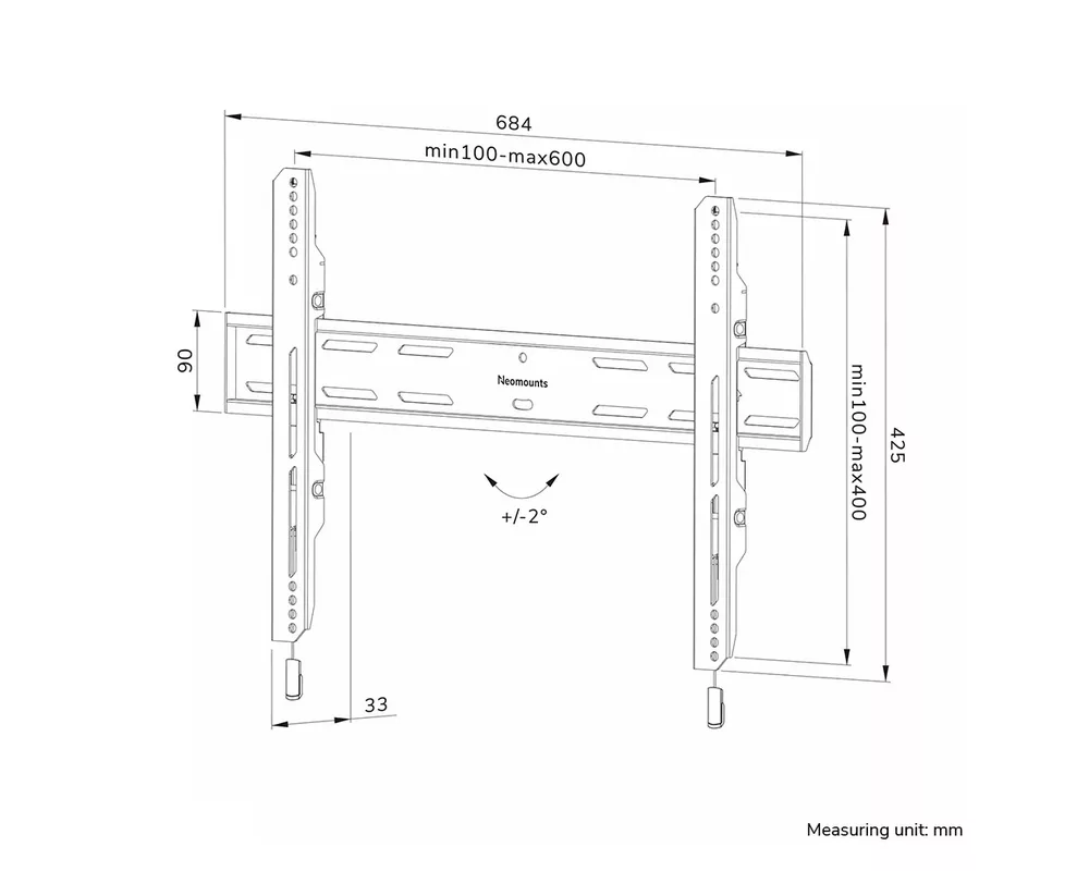Стойка Neomounts Level-850 TV mount wall 42-86" - fixed - lockable - fast installation 14