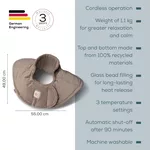 Термоподложка Beurer HK 165 Huggy Taupe Shoulder heat pad; Soft & cosy material; lithium-ion battery; Soothing heat for up to 4 h; Machine-washable at 30°C; 3 temp. settings 2