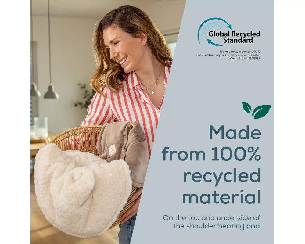 Термоподложка Beurer HK 165 Huggy Taupe Shoulder heat pad; Soft & cosy material; lithium-ion battery; Soothing heat for up to 4 h; Machine-washable at 30°C; 3 temp. settings 8