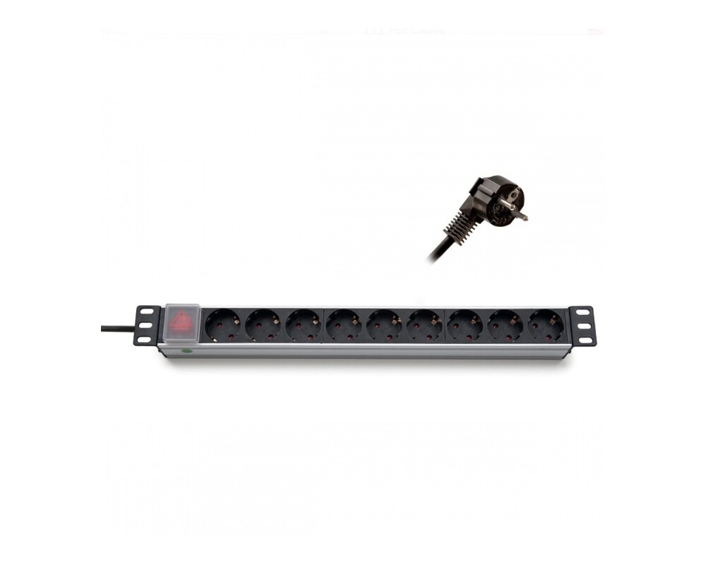 Сървърен аксесоар Formrack 19" 9 way power outlet strip (Schuko 230V) with on/off switch Aluminium 1U Сървърен аксесоар Formrack 19" 9 way power outlet strip (Schuko 230V) with on/off switch Aluminium 1U