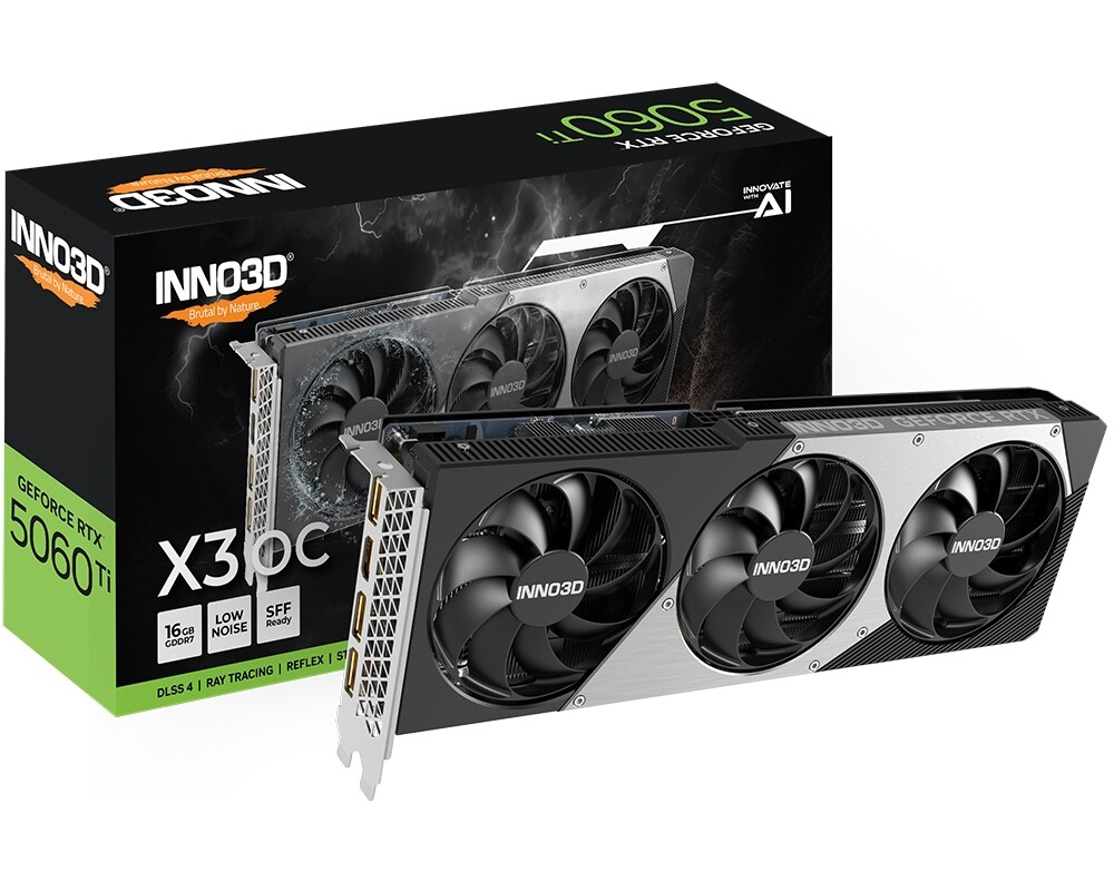 Видеокарта Inno3D GeForce RTX 5060 Ti 16GB GDDR7 X3 OC Видеокарта Inno3D GeForce RTX 5060 Ti 16GB GDDR7 X3 OC