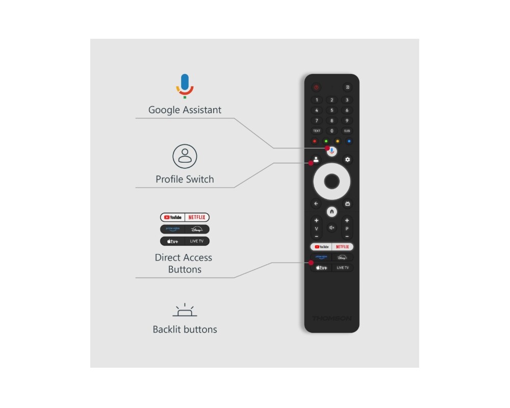 Телевизор Thomson Smart QLED Pro TV 55"; Google TV; 3840 x 2160 (4K UHD) 14 Телевизор Thomson Smart QLED Pro TV 55"; Google TV; 3840 x 2160 (4K UHD) 14