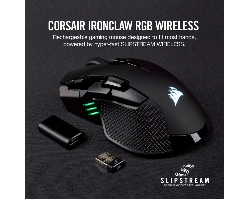 Мишка Corsair Gaming IronClaw RGB Wireless with Slipstream Technology, FPS/MOBA, Wireless & USB, Black 2