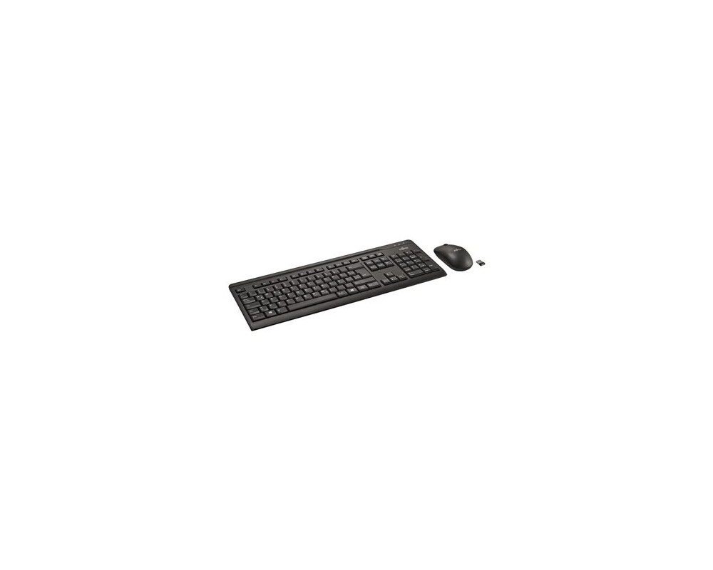 Клавиатура FUJITSU Wireless keyboard & mouse set LX410 US black optical RF Mouse 1.600dpi 2.4GHz frequency micro receiver 2xAA batteries 2