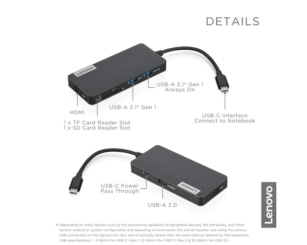 Оптично устройство LENOVO USB-C 7-in-1 Hub (FØ)(RDKK) 3
