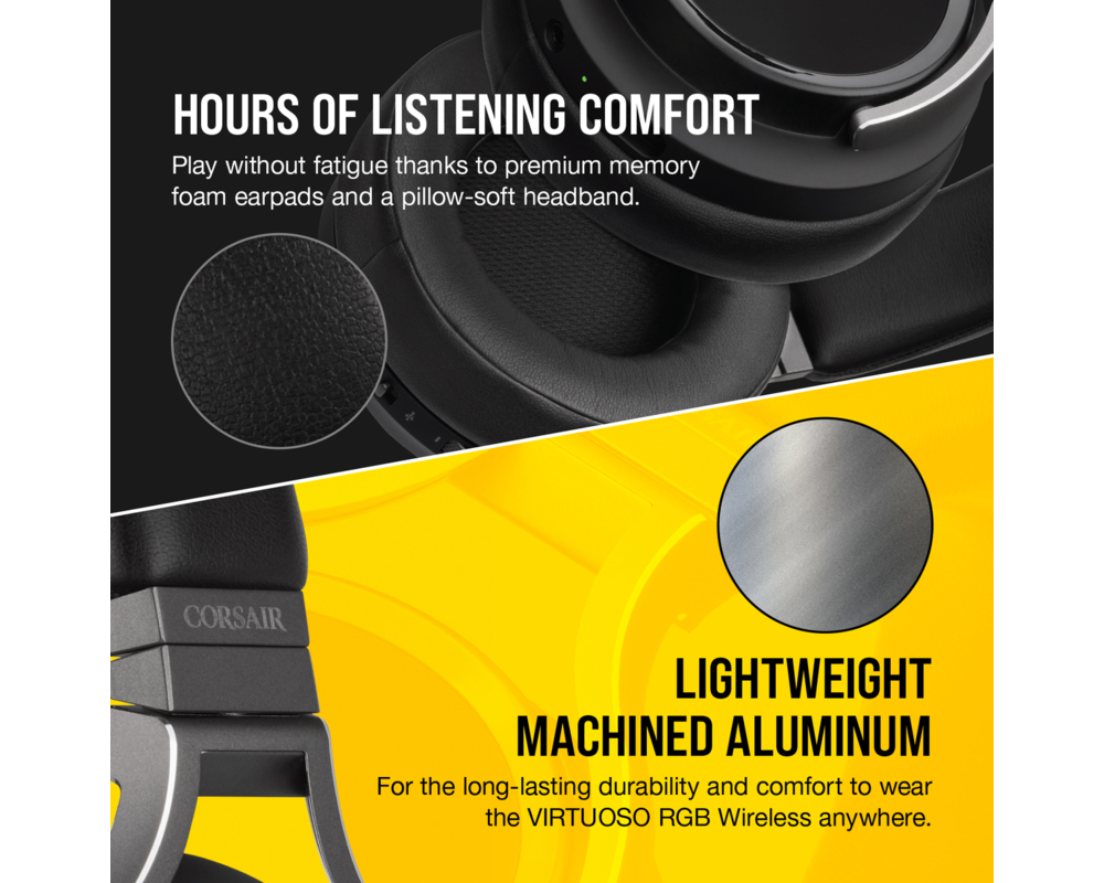 Слушалки CORSAIR Gaming Virtuoso RGB Wireless High-Fidelity Gaming Headset Carbon EU Version 4