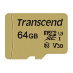 <span>Флаш карта</span> TRANSCEND 64GB UHS-I U1 microSD with adapter SD <span class='catalog-num-in-name'>TS64GUSD500S</span> - 