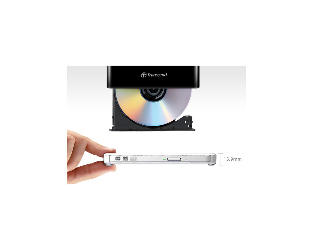 Оптично устройство Transcend 8X DVD±RW, USB 2.0, Slim Type 12