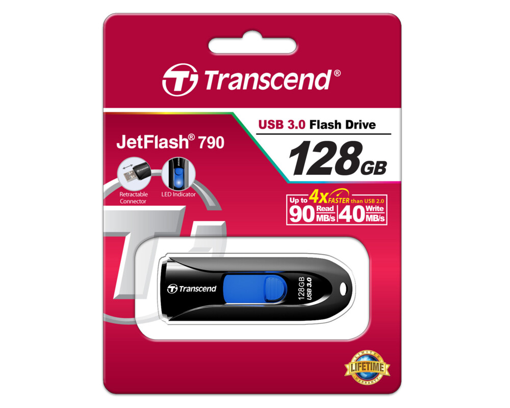 Флаш памет Флаш памет Transcend 128GB JetFlash 790 USB 3.0 22