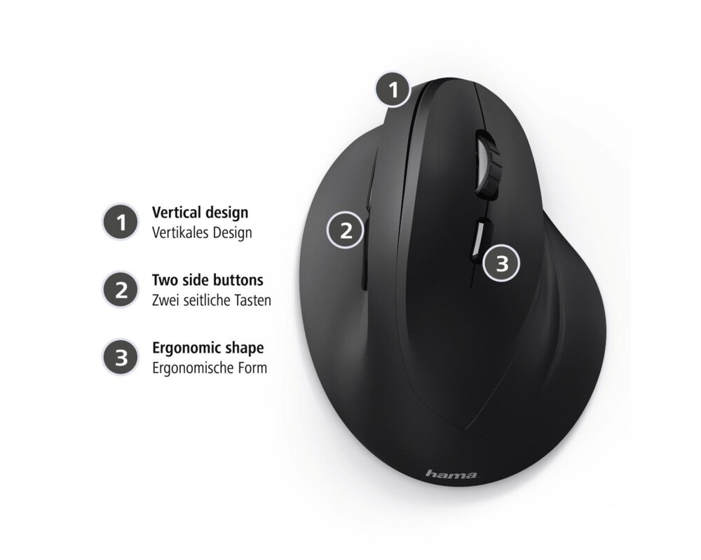 Мишка Жична ергономична мишка HAMA EMC-500, USB, 1000/1200/1400 dpi, Черен 4