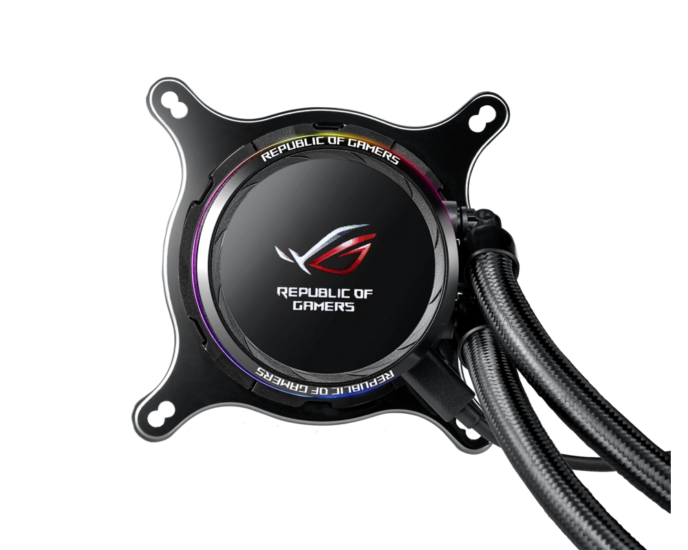 Охладител за процесор ASUS ROG RYUO 240 all in one liquid CPU cooler color OLED Aura Sync ROG 240mm fan 5