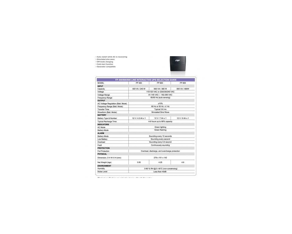 UPS FSP Nano 800, 800VA, Off-Line 4