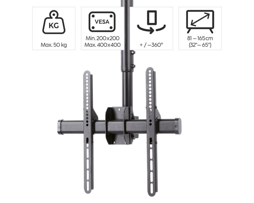 Стойка HAMA, Регулируема, 32"-65", 50 кг, Черна 11