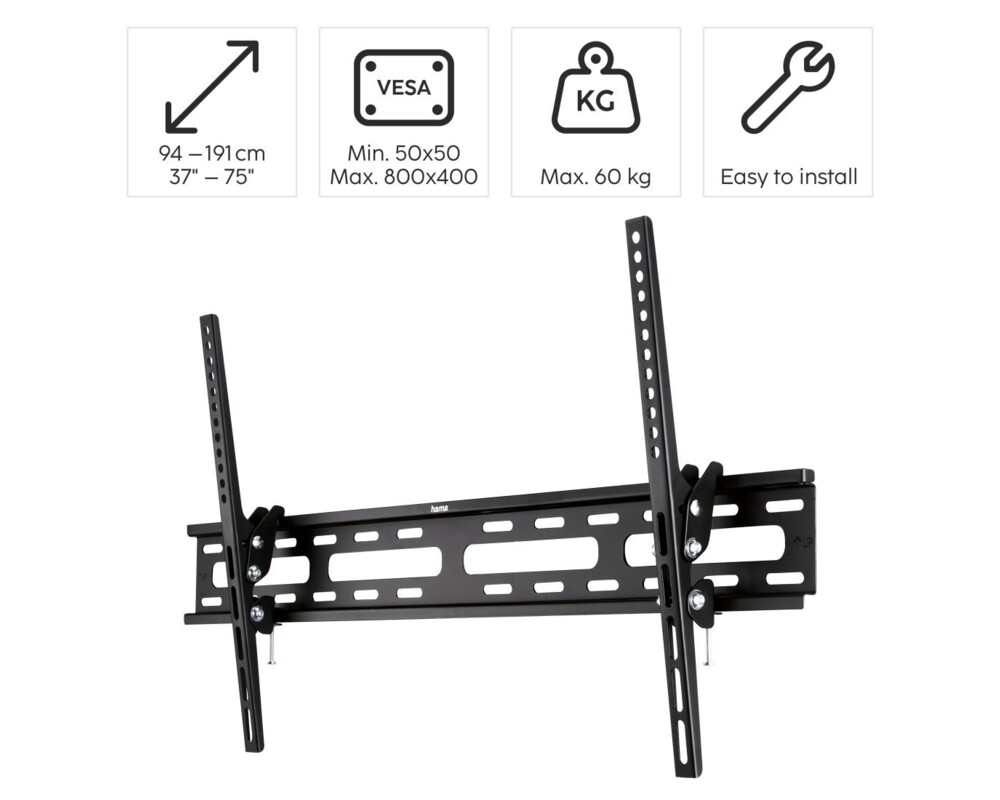 Стойка HAMA, Регулируема, 37"-75", 60 кг, 3 звезди, Черна 6