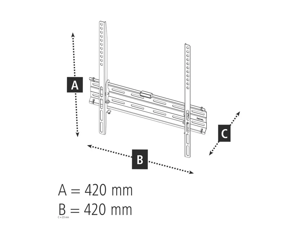 Стойка HAMA, Фиксирана, 32"-65", 35 кг, VESA 400, 1 звезда, Черен 3