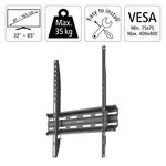 Стойка HAMA, Фиксирана, 32"-65", 35 кг, VESA 400, 1 звезда, Черен 4