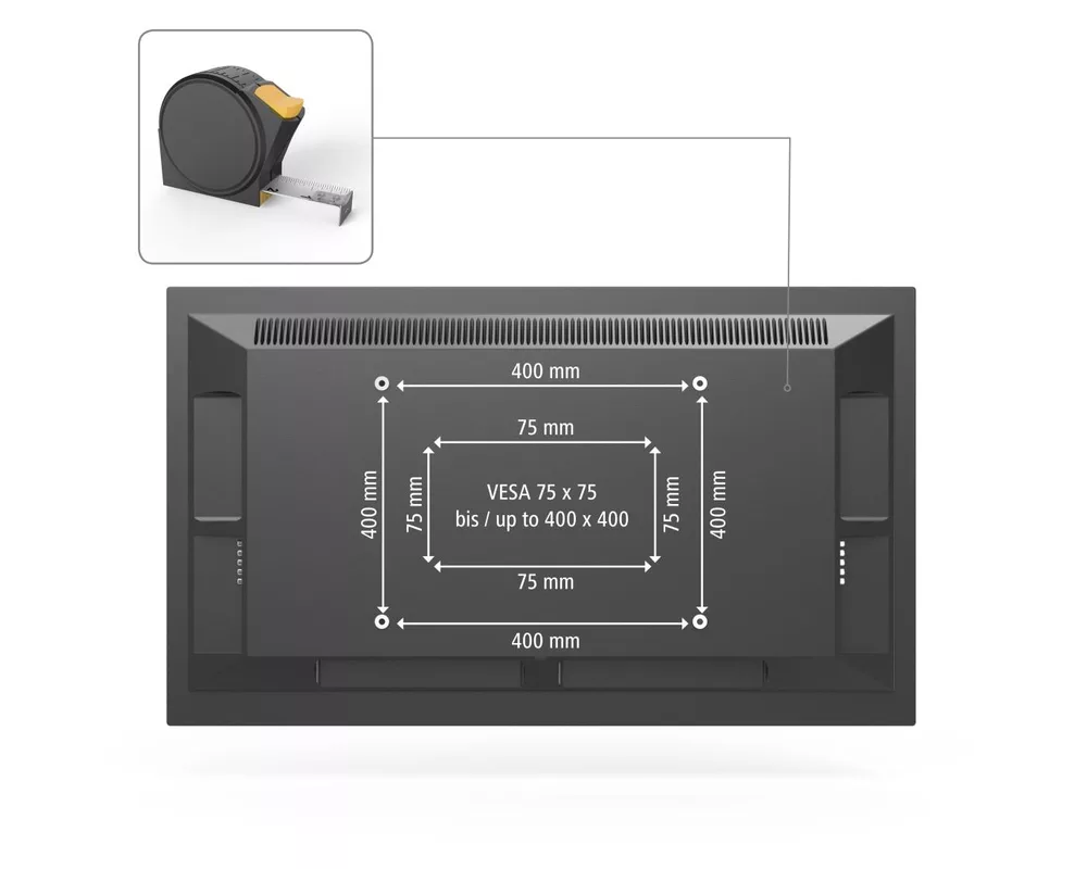 Стойка HAMA, Фиксирана, 32"-65", 35 кг, VESA 400, 1 звезда, Черен 7