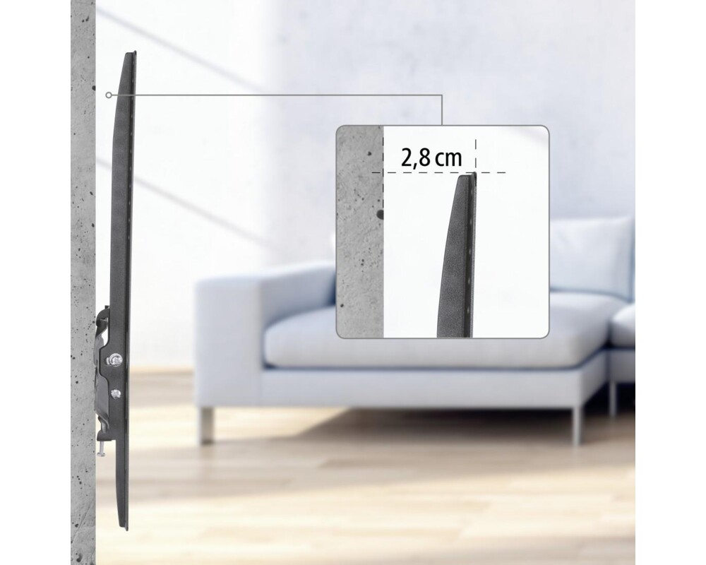 Стойка HAMA, Наклон 0/10°, 32"-65", 35 кг, VESA 400, 1 звезда, Черен 9