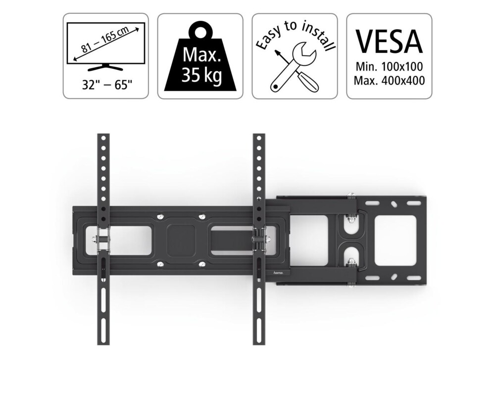 Стойка Hama Fullmotion TV, 32-65", регулируема, Черна 14