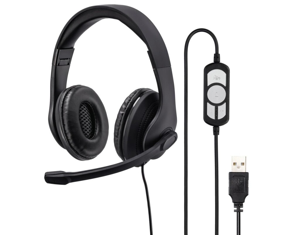 Слушалки HAMA HS-USB300, стерео, USB, Черен с микрофон