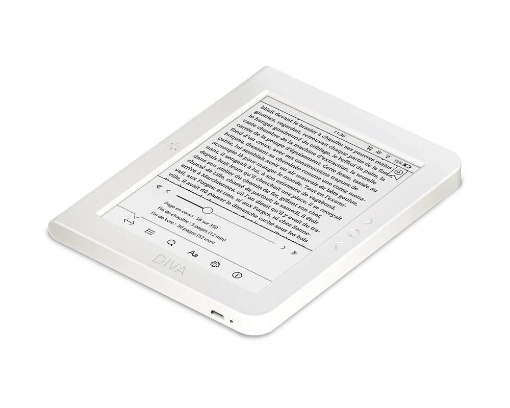 Електронна книга eBook BOOKEEN Diva HD 6", тъч, подсветка, 300dpi, бял 2