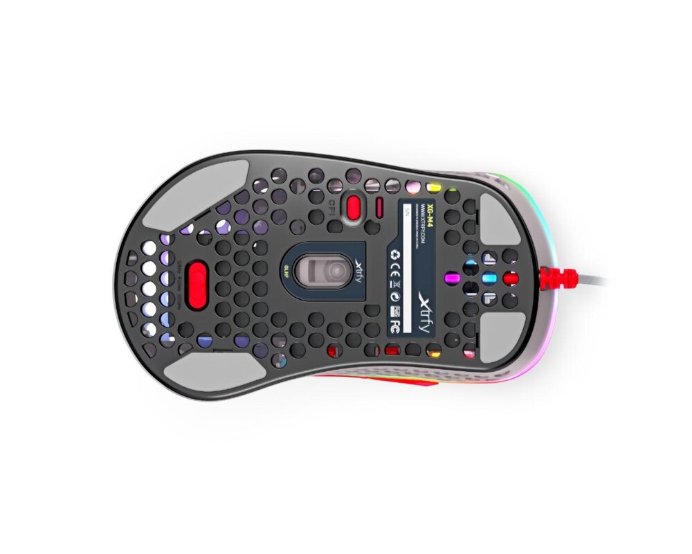 Мишка Геймърска мишка Xtrfy M4 Retro, RGB, Бял/Сив/Червен 7