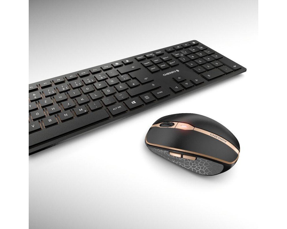 Клавиатура Kомплект клавиатура с мишка CHERRY DW 9000 SLIM, Безжичен, Черен/Бронз 2