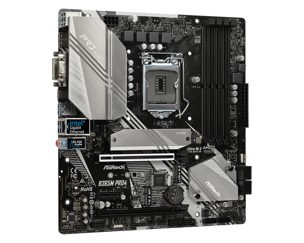 Дънна платка ASROCK B365M-PRO4, Socket 1151 (300 Series), 4 x DDR4 4