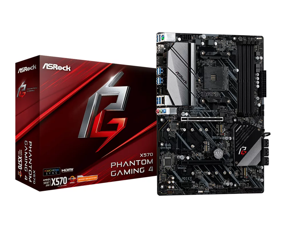 Дънна платка ASROCK X570 Phantom Gaming 4, socket AM4, RGB Polychrome, PCIE 4.0 3