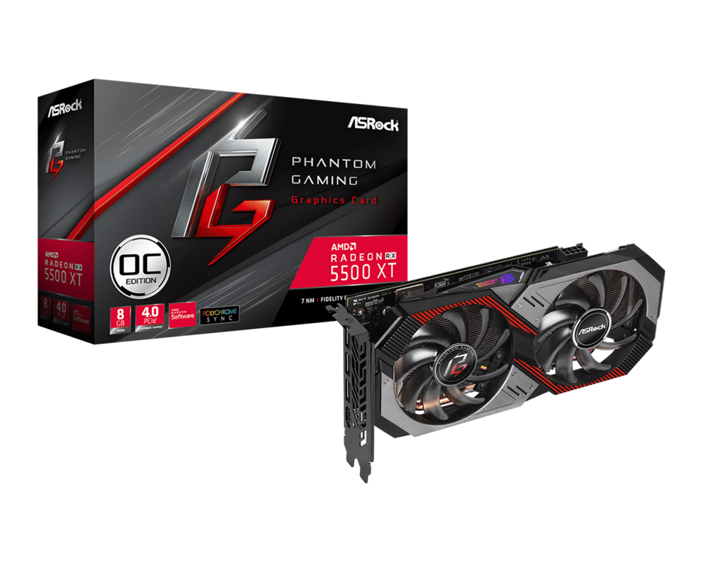 Видеокарта Asrock Radeon RX 5500 XT Phantom Gaming D 8G OC 2