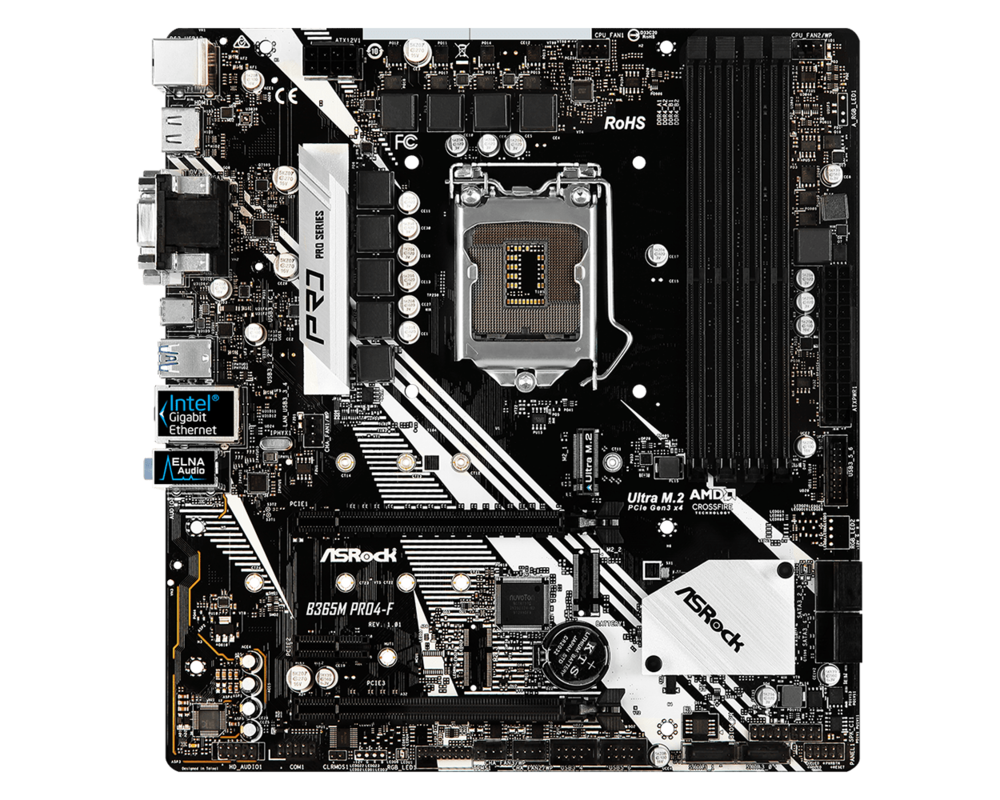 Дънна платка ASROCK B365M PRO4-F, Socket 1151 (300 Series), 4 x DDR4 2
