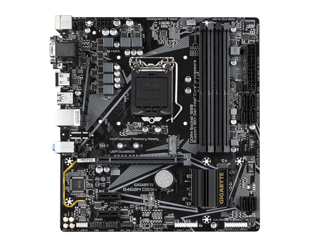 Дънна платка GIGABYTE B460M-DS3H 1.0, Socket 1200 (400 Series), 4 x DDR4 2