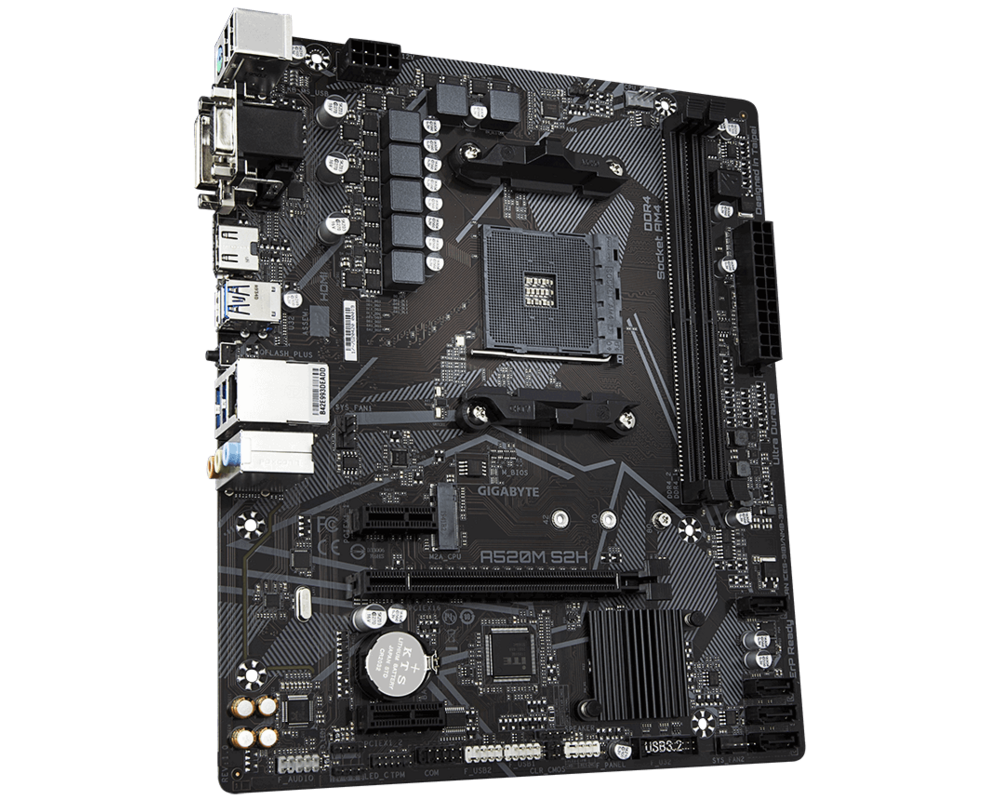 Дънна платка GIGABYTE A520M-S2H, Socket AM4, mATX, 2xDDR4, M.2 3