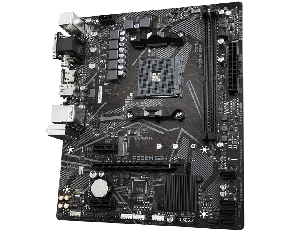 Дънна платка GIGABYTE A520M-S2H, Socket AM4, mATX, 2xDDR4, M.2 2
