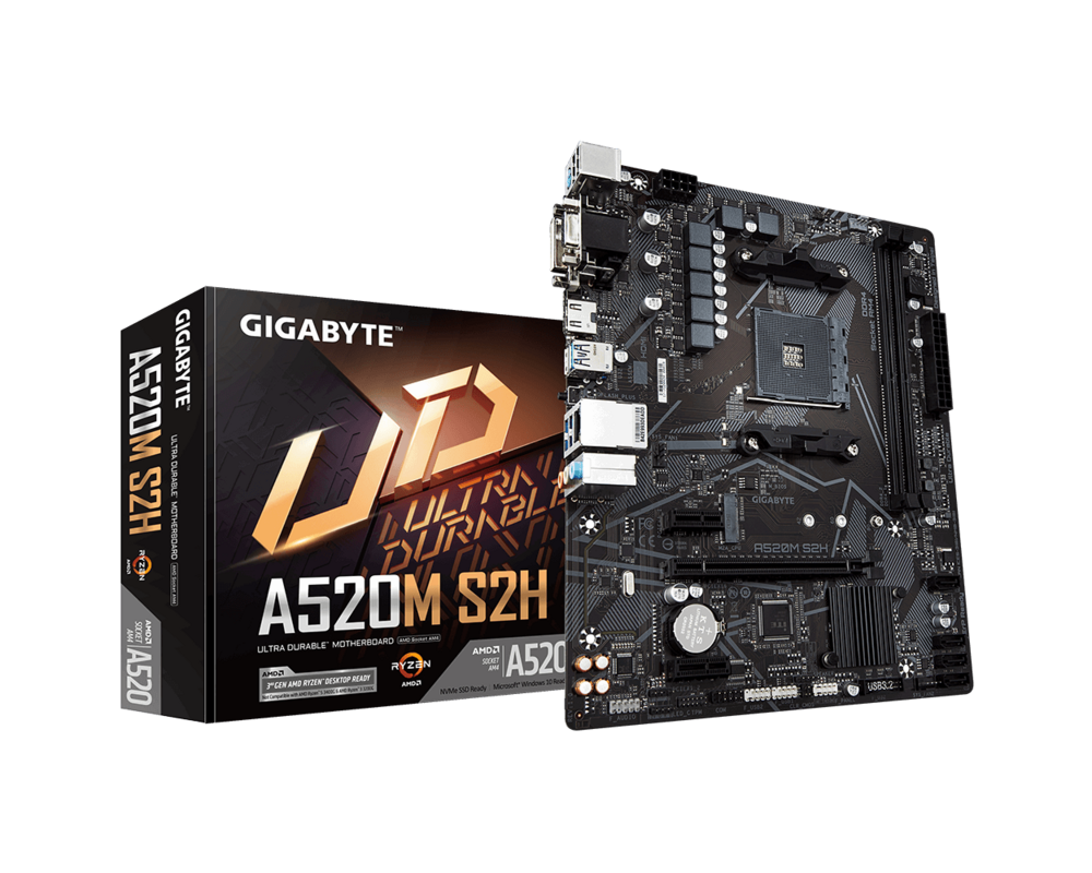 Дънна платка GIGABYTE A520M-S2H, Socket AM4, mATX, 2xDDR4, M.2 5