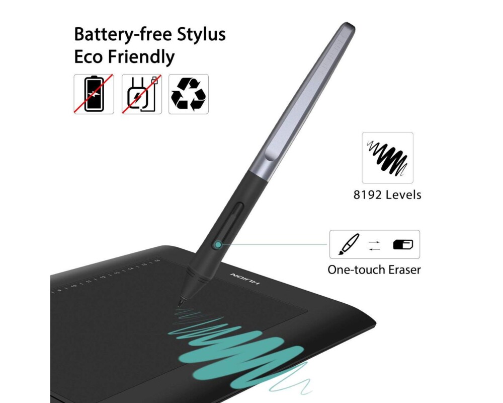 Графичен таблет HUION H610PRO V2, USB, Черен 5