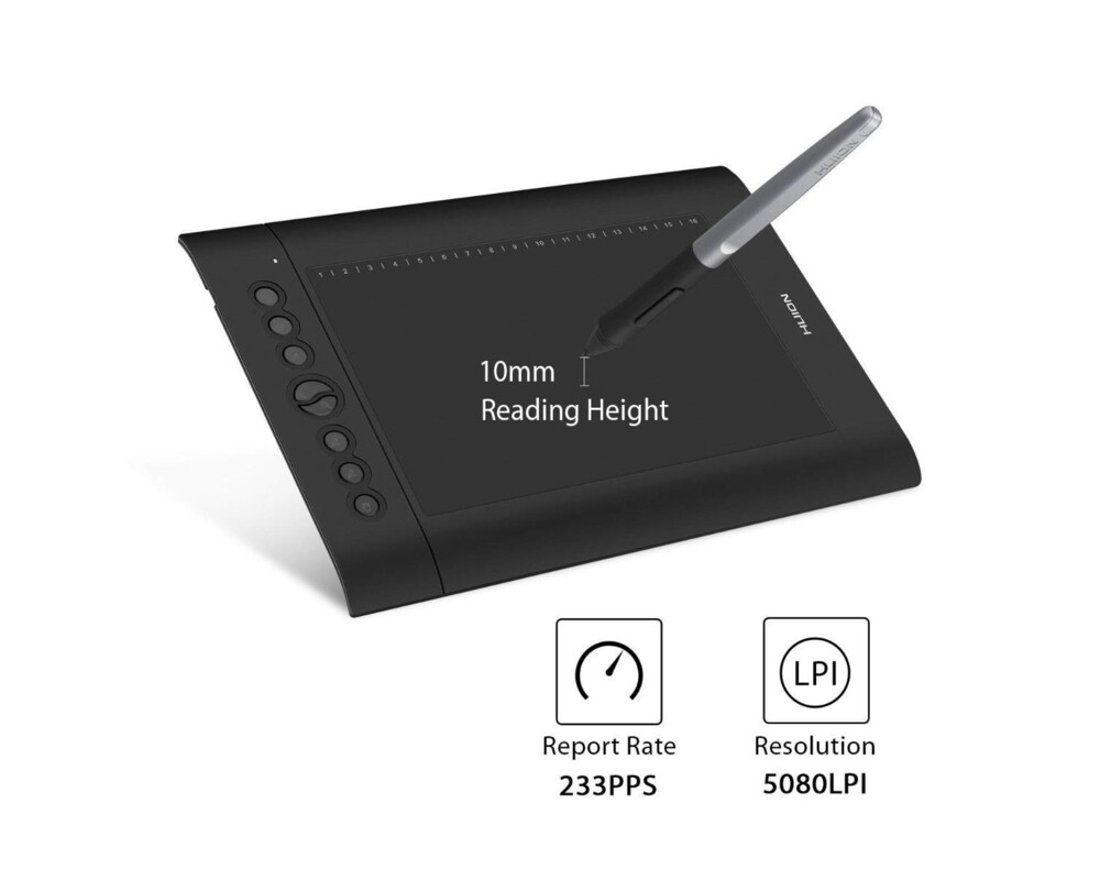 Графичен таблет HUION H610PRO V2, USB, Черен 3