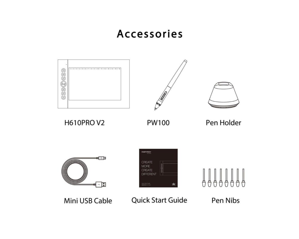 Графичен таблет HUION H610PRO V2, USB, Черен 6