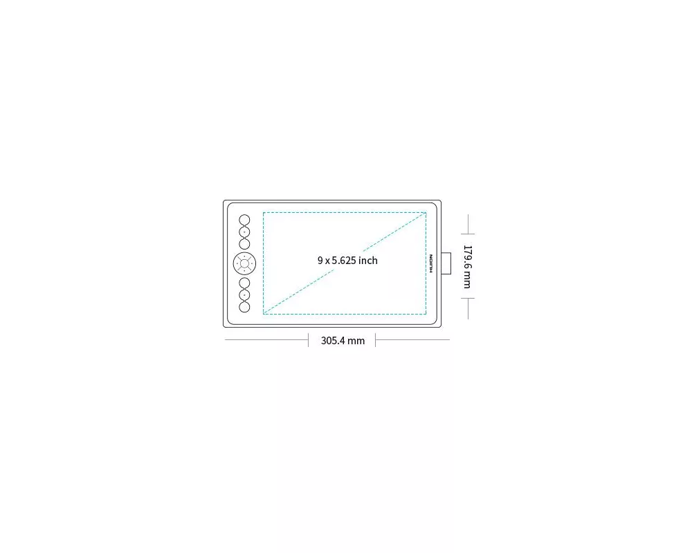 Графичен таблет HUION Inspiroy Ink H320M, USB-C, Черен 3