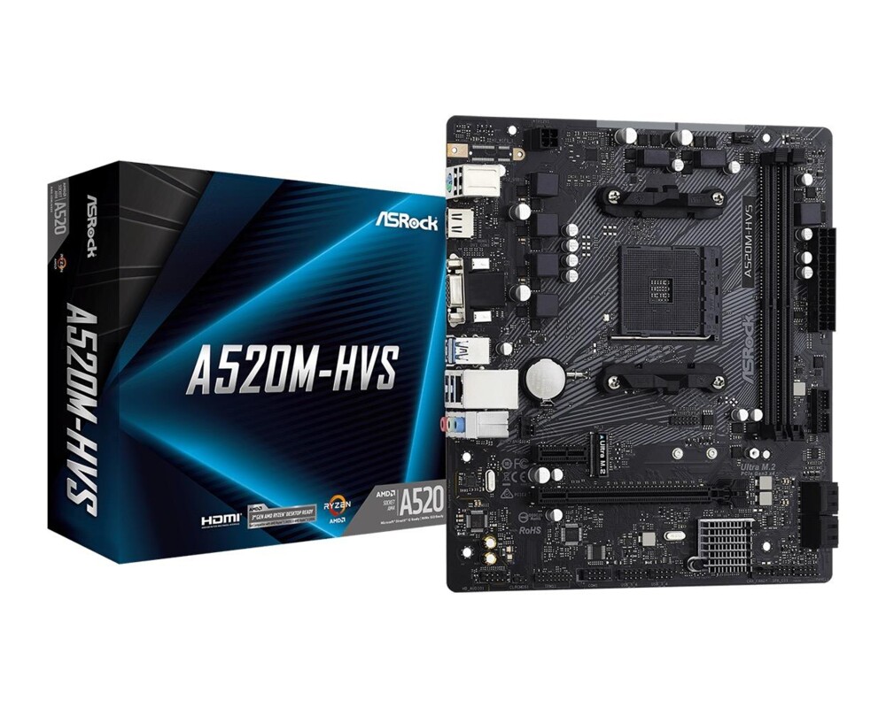 Дънна платка ASROCK A520M-HVS AM4 2xDDR4 1 x PCIe 3.0 x16 1 x PCIe 3.0 x1 D-Sub HDMI mATX MB 9