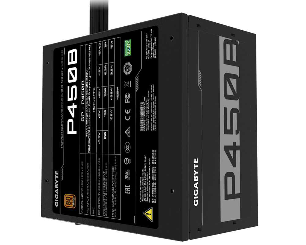 Захранване GIGABYTE GP-P450B 450W ATX12V 80 PLUS Bronze certified Active PFC Power Supply 12