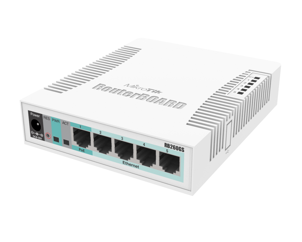 Switch (Комутатор) MikroTik RB260GS CSS106-5G-1SR2, 10/100/1000Mbit, 128 KB, PoE, SwOS 4