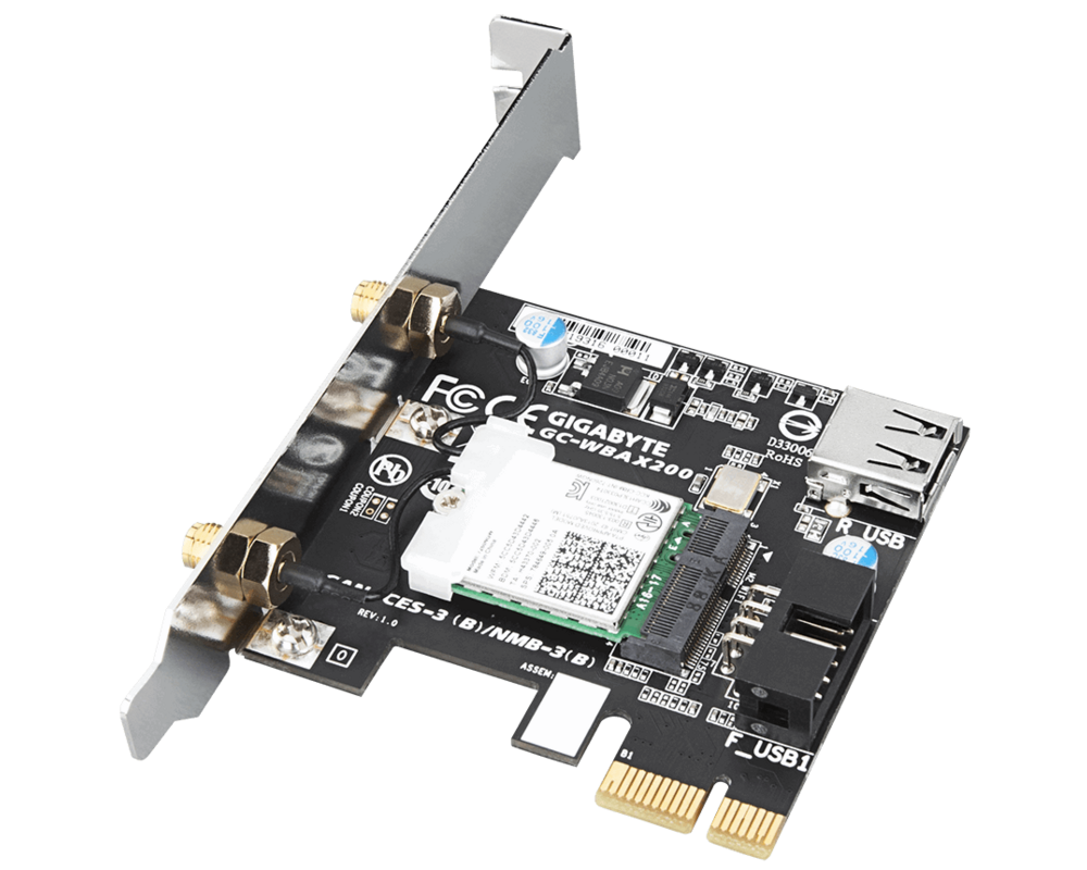 Мрежова карта Безжична карта GIGABYTE AORUS X200 Intel® WIFI 6 2x2 802.11ax, Bluetooth 5.0 4